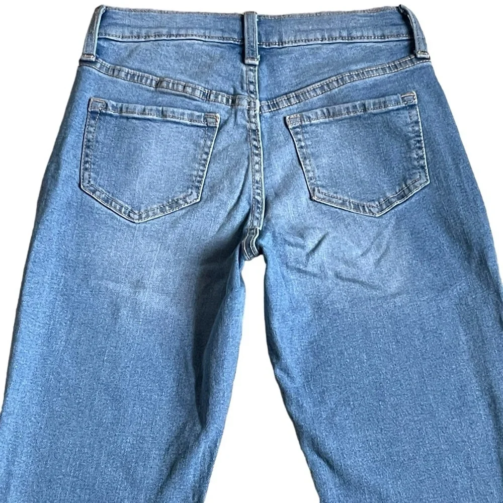 Old Navy OG Straight High Rise Jeans Girls Size 10 Cut-off Blue Medium Wash